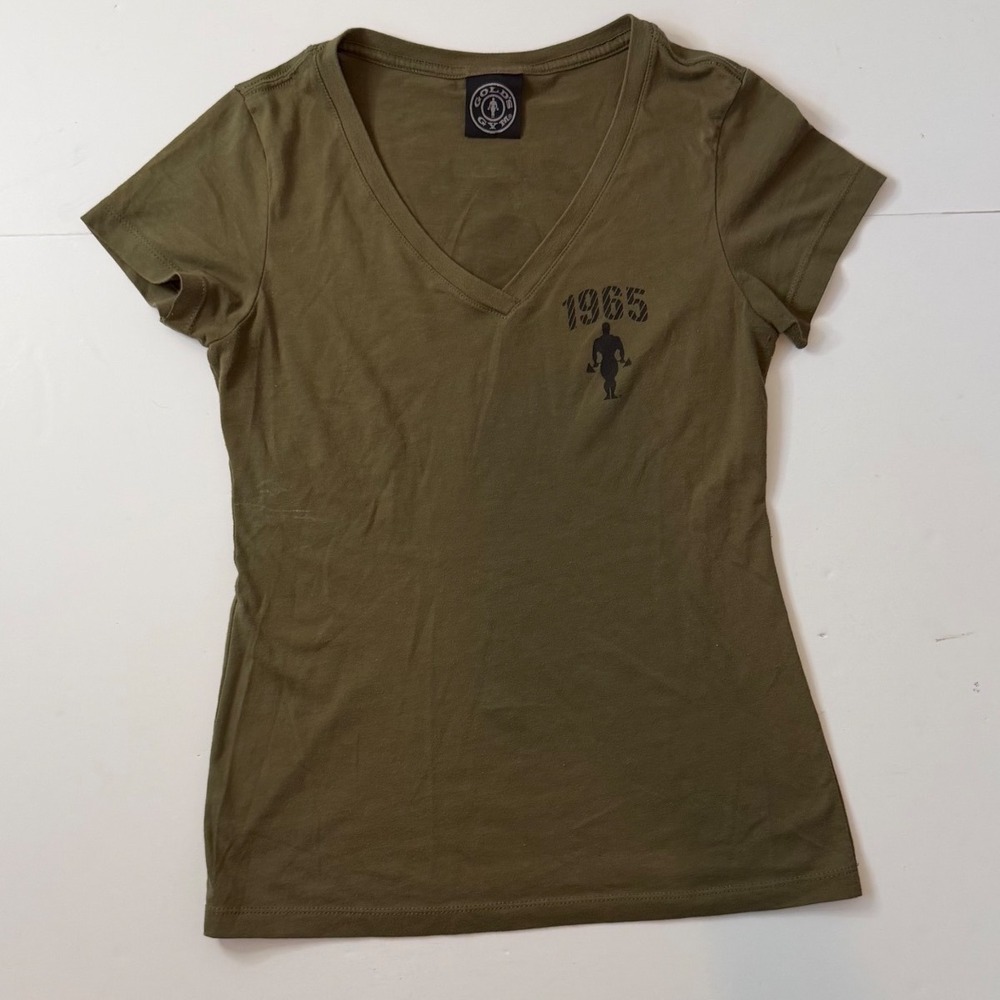 Gold's Gym V-Neck T-Shirt Womens Medium Green Hollywood Cotton Blend
